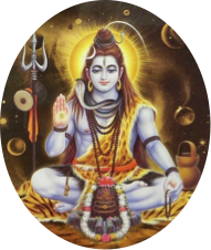 A painting of shiva sitting in the lotus position.