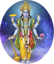 A picture of vishnu with his hands raised.